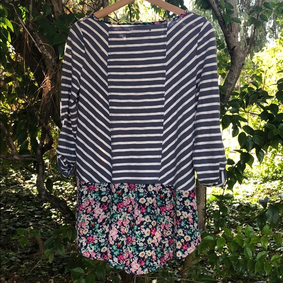 Postmark Striped Floral Hi Low Long Sleeve - Picture 3 of 6